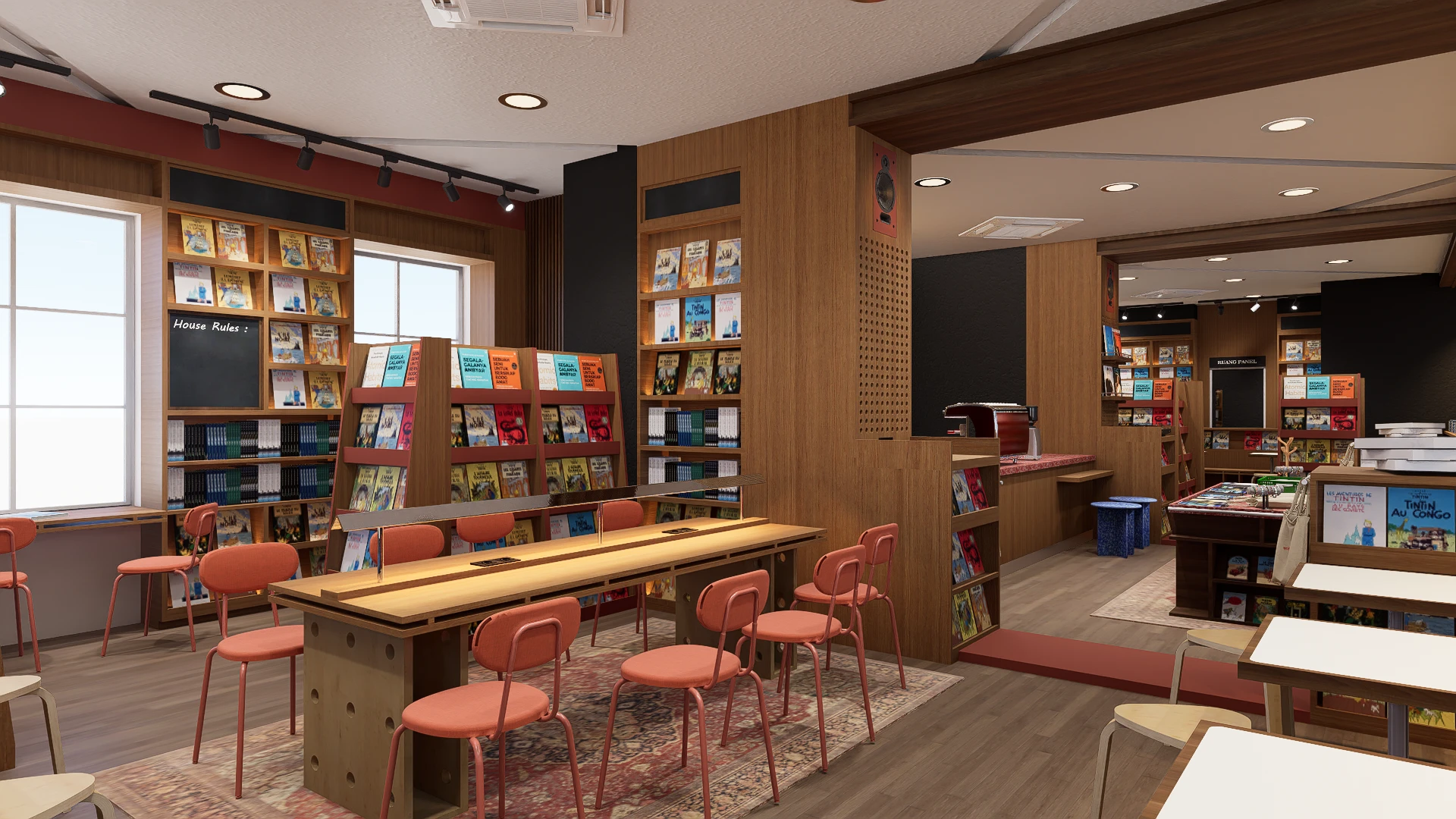 ud-djaya-bookstore-yogyakarta-bookshelf-seating
