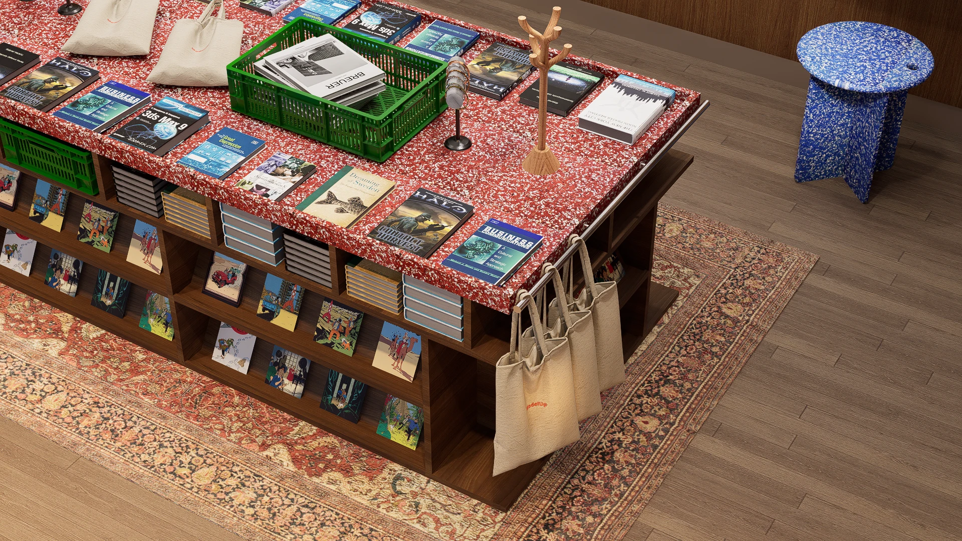 ud-djaya-bookstore-yogyakarta-recycled-plastic-top-table
